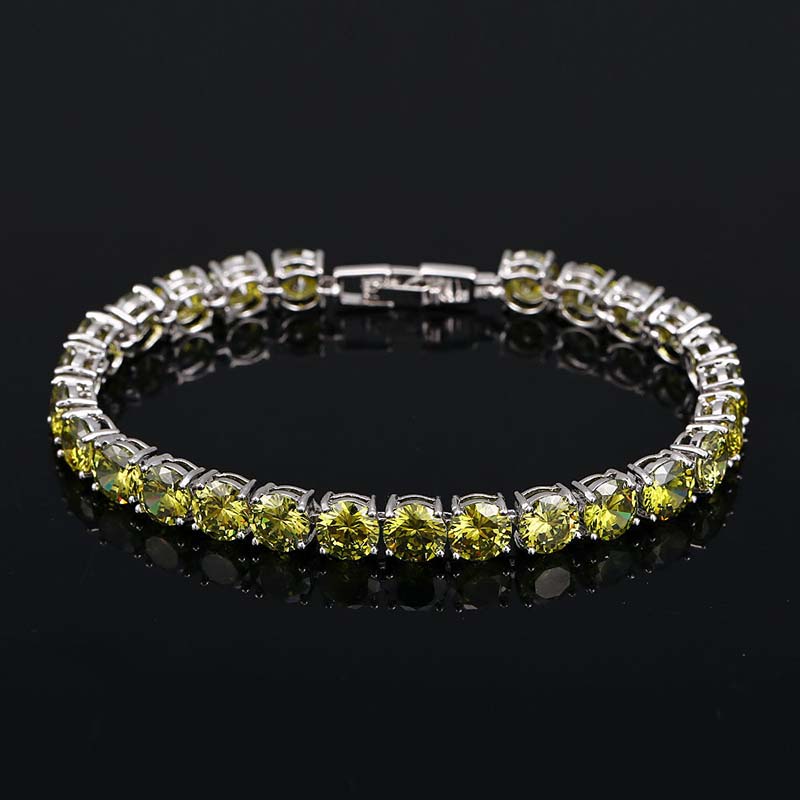 6mm Olive Green Tennis Bracelet In 18k White Gold With Iced Out Shine