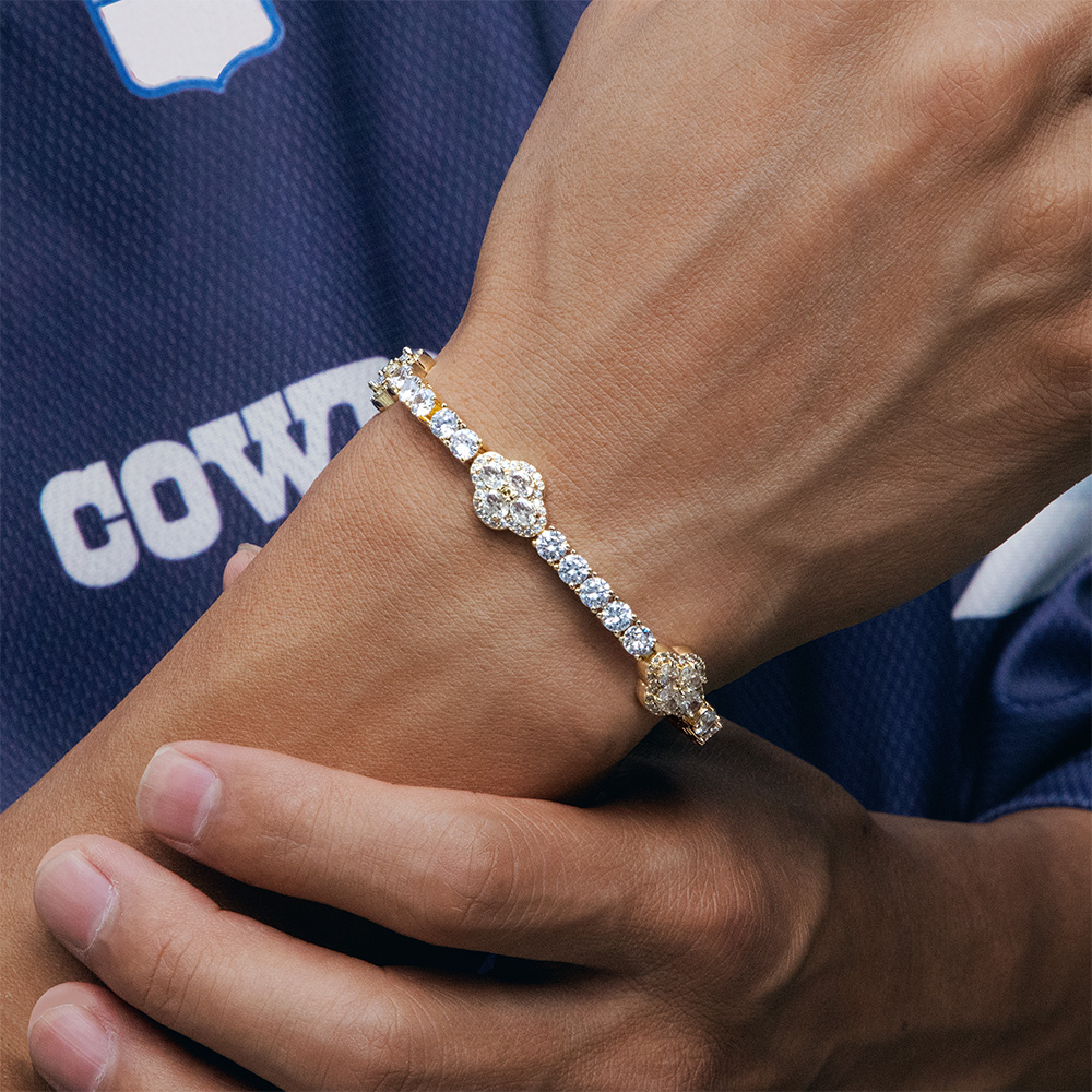 Iced Out Oval Cut Flower Tennis Bracelet Gold With Street Luxury Shine - Image 8