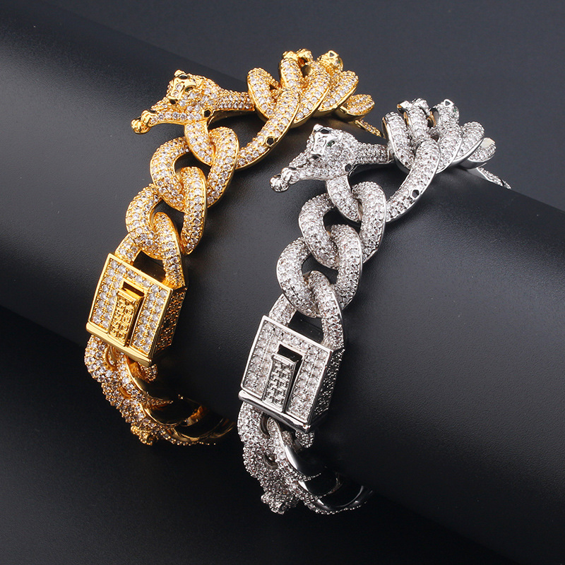 20mm Iced Out Leopard Cuban Bracelet Gold With Street Luxury Shine - Image 3