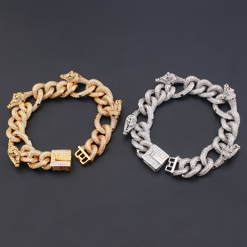 20mm Iced Out Leopard Cuban Bracelet Gold With Street Luxury Shine - Image 5