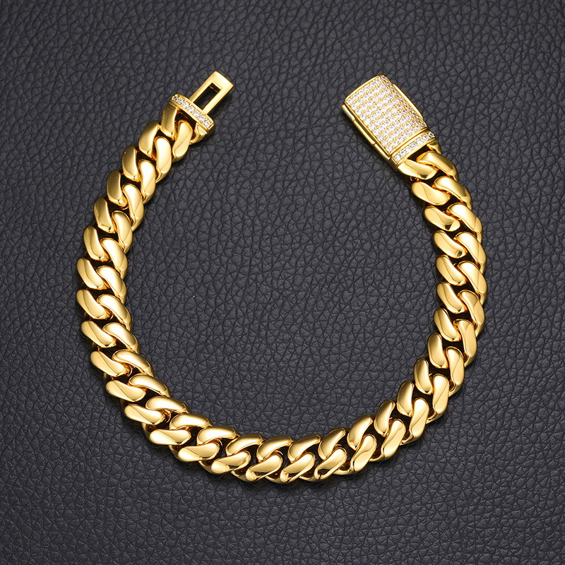 10mm Iced Out Clasp Cuban Bracelet In Gold With Street Luxury Shine