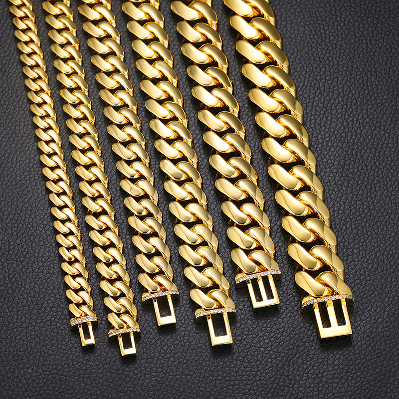 14mm Iced Out Clasp Cuban Bracelet In Gold With Street Luxury Shine - Image 3