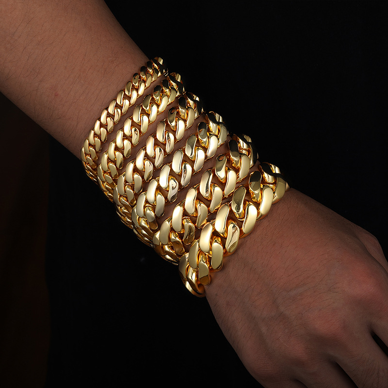 14mm Iced Out Clasp Cuban Bracelet In Gold With Street Luxury Shine - Image 4