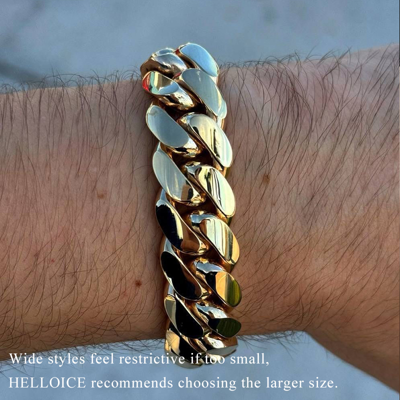 10/12/14/16/18/20/22mm Cuban Bracelet In Gold With Street Luxury Shine - Image 3