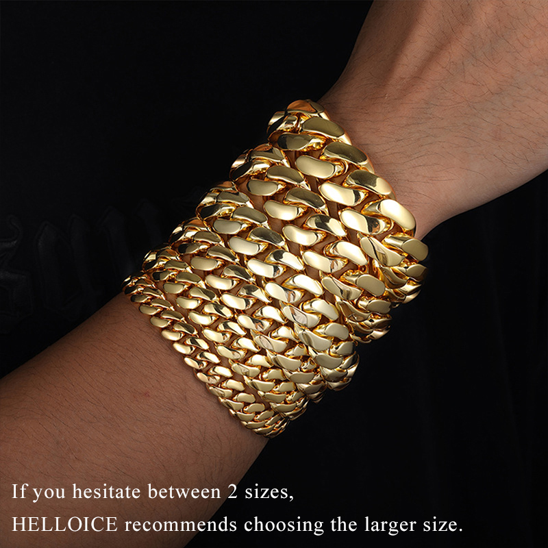 10/12/14/16/18/20/22mm Cuban Bracelet In Gold With Street Luxury Shine - Image 4