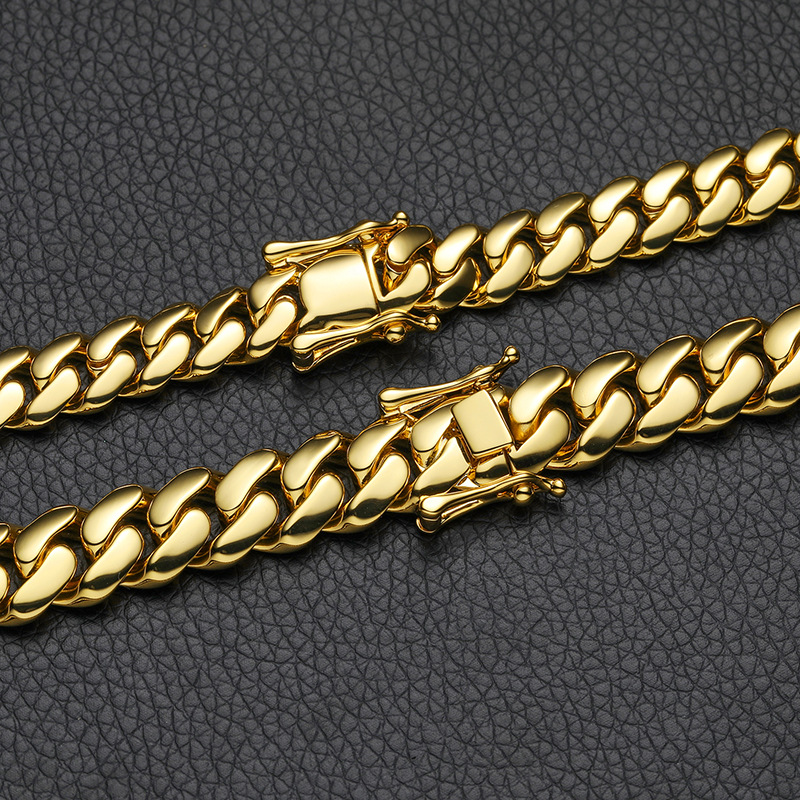 10/12/14/16/18/20/22mm Cuban Bracelet In Gold With Street Luxury Shine - Image 5