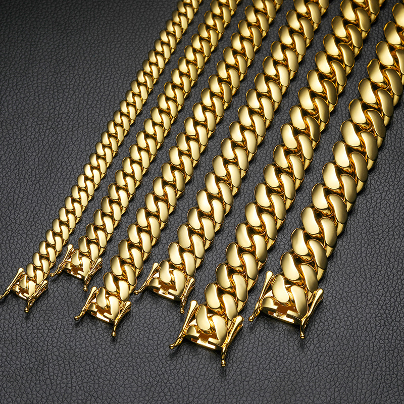 10/12/14/16/18/20/22mm Cuban Bracelet In Gold With Street Luxury Shine - Image 6