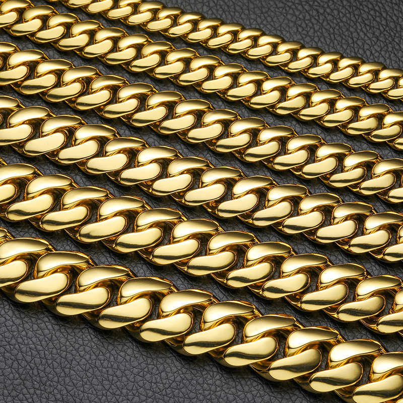 10/12/14/16/18/20/22mm Cuban Bracelet In Gold With Street Luxury Shine - Image 7