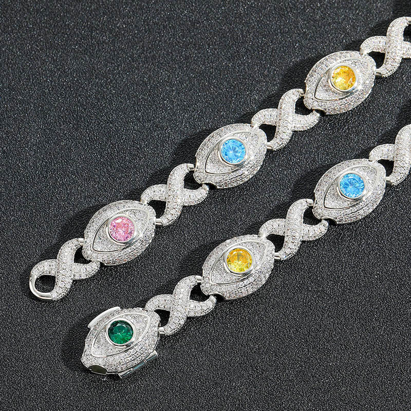 14mm Eyes Infinity Sign Fancy Color Diamond Bracelet Iced Out - Image 3