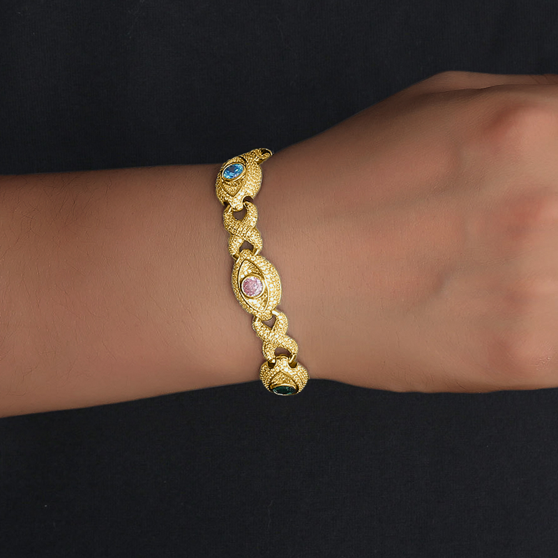 14mm Eyes Infinity Sign Fancy Color Diamond Bracelet Iced Out - Image 4