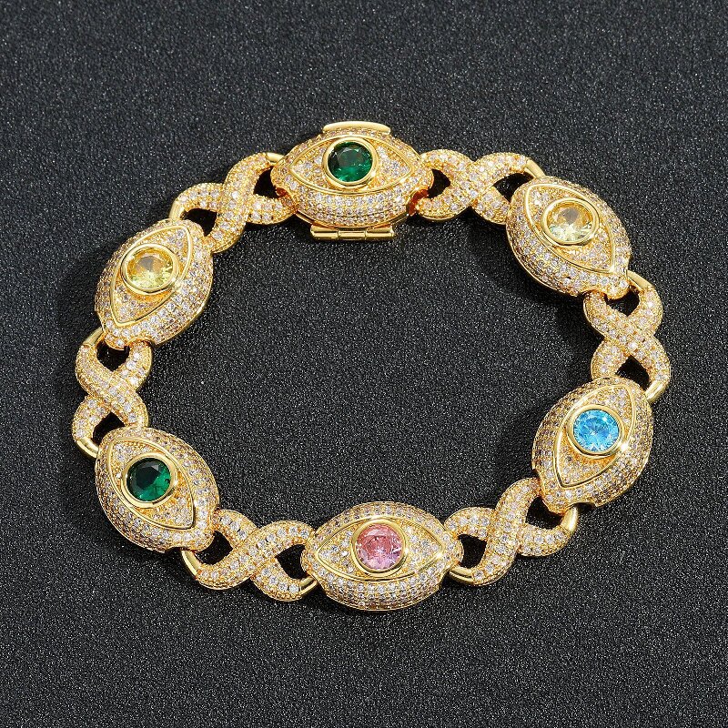 14mm Eyes Infinity Sign Fancy Color Diamond Bracelet Iced Out - Image 6