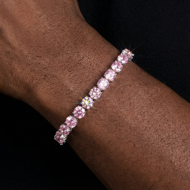 6mm Pink Tennis Bracelet In White Gold Iced Out Shine With Street Luxury - Image 3