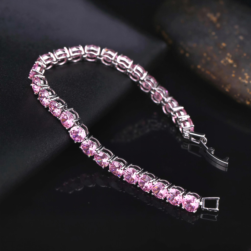 6mm Pink Tennis Bracelet In White Gold Iced Out Shine With Street Luxury - Image 4