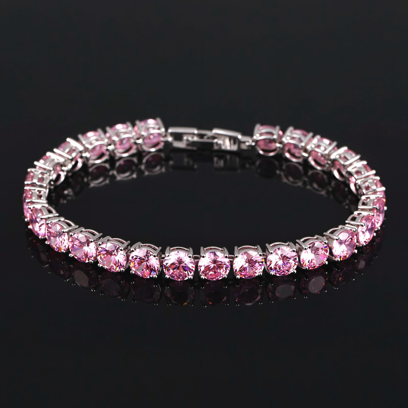 6mm Pink Tennis Bracelet In White Gold Iced Out Shine With Street Luxury