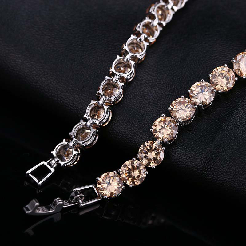 6mm Champagne Tennis Bracelet In 18k White Gold With Iced Out Shine - Image 5