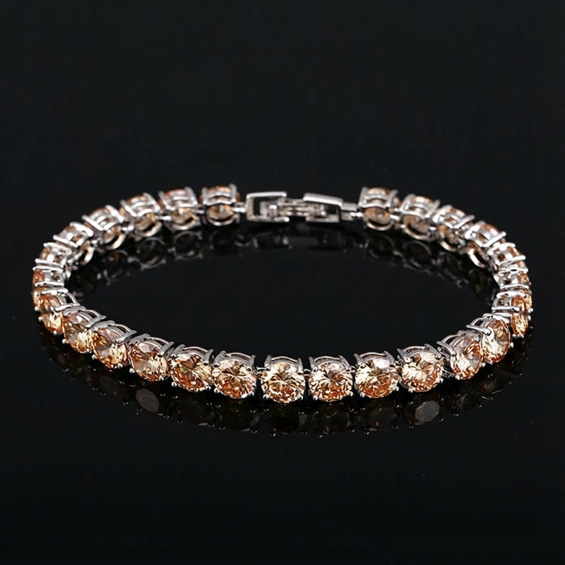 6mm Champagne Tennis Bracelet In 18k White Gold With Iced Out Shine