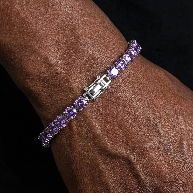 6mm Purple Tennis Bracelet In 18k White Gold With Iced Out Shine - Image 3