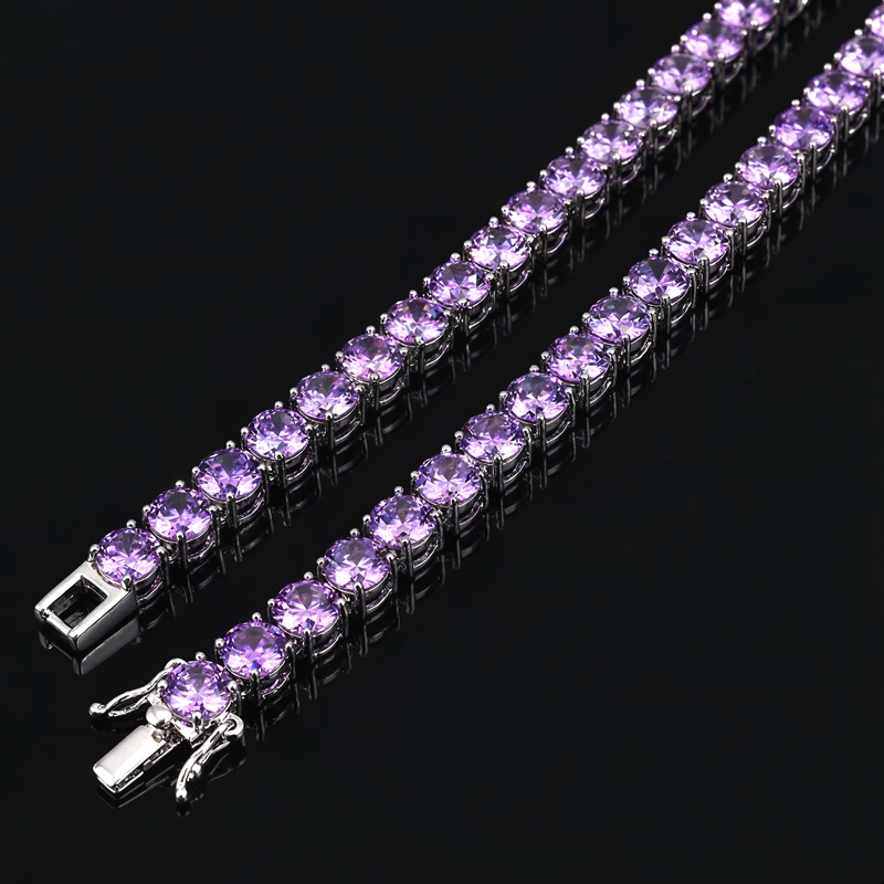 6mm Purple Tennis Bracelet In 18k White Gold With Iced Out Shine - Image 4