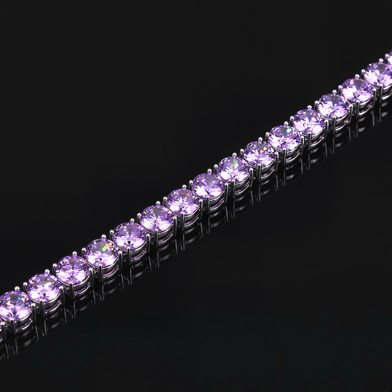 6mm Purple Tennis Bracelet In 18k White Gold With Iced Out Shine - Image 5