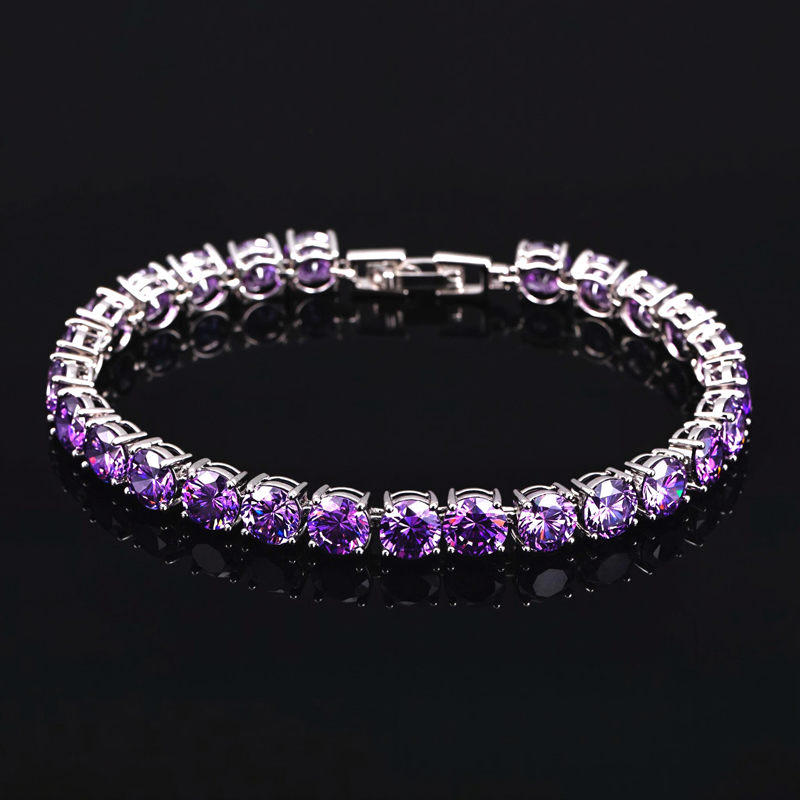 6mm Purple Tennis Bracelet In 18k White Gold With Iced Out Shine