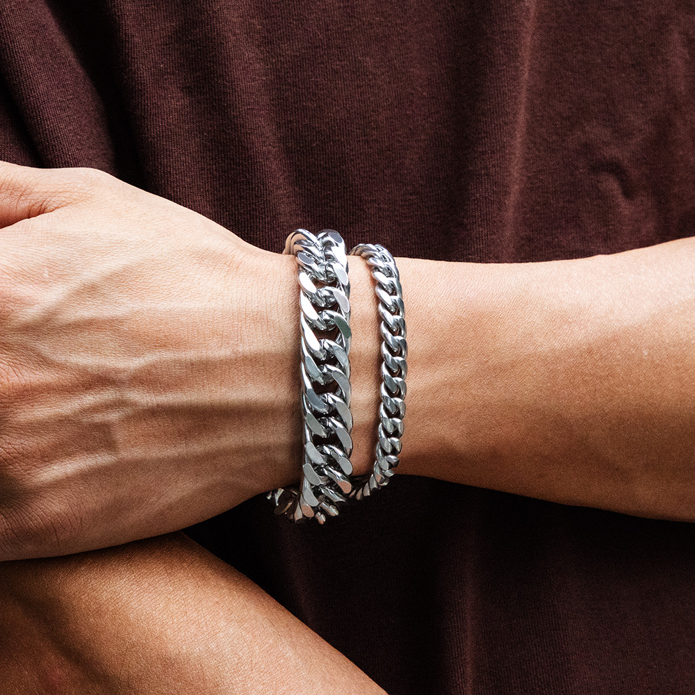 2.5/3.5/4.5/5.5/6/7/8/9/10/13mm Stainless Steel Cuban Bracelet Silver - Image 3