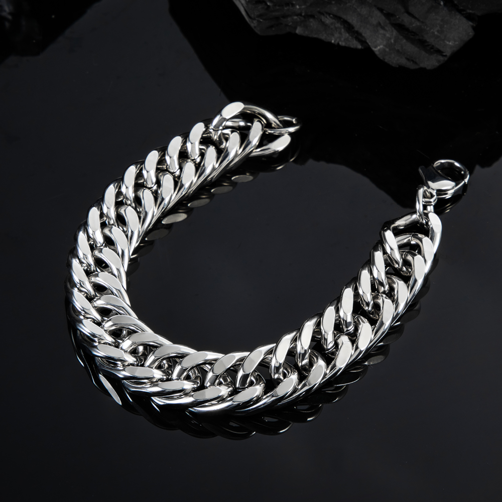 2.5/3.5/4.5/5.5/6/7/8/9/10/13mm Stainless Steel Cuban Bracelet Silver - Image 6