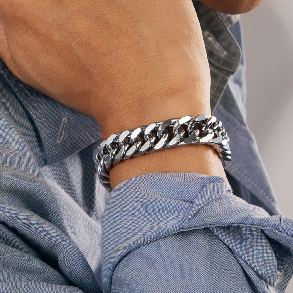2.5/3.5/4.5/5.5/6/7/8/9/10/13mm Stainless Steel Cuban Bracelet Silver