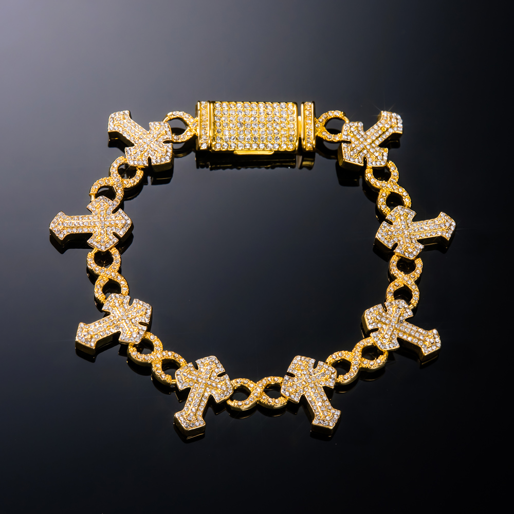 Iced Out Out Cross Infinity Bracelet Gold With Street Luxury Shine - Image 3