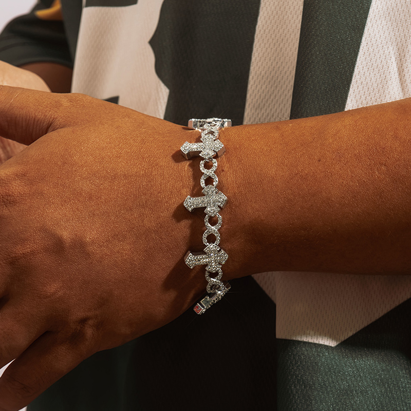 Iced Out Out Cross Infinity Bracelet Gold With Street Luxury Shine - Image 4