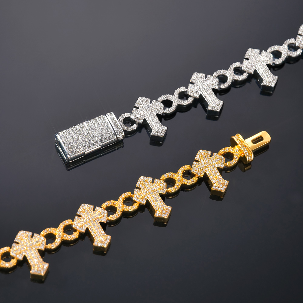 Iced Out Out Cross Infinity Bracelet Gold With Street Luxury Shine - Image 5