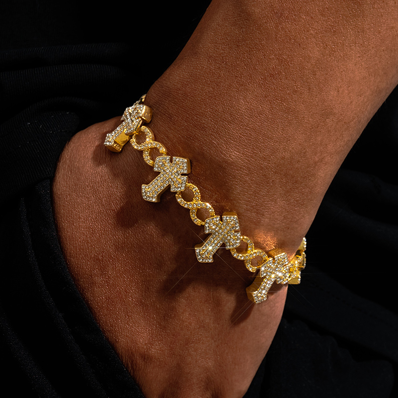 Iced Out Out Cross Infinity Bracelet Gold With Street Luxury Shine