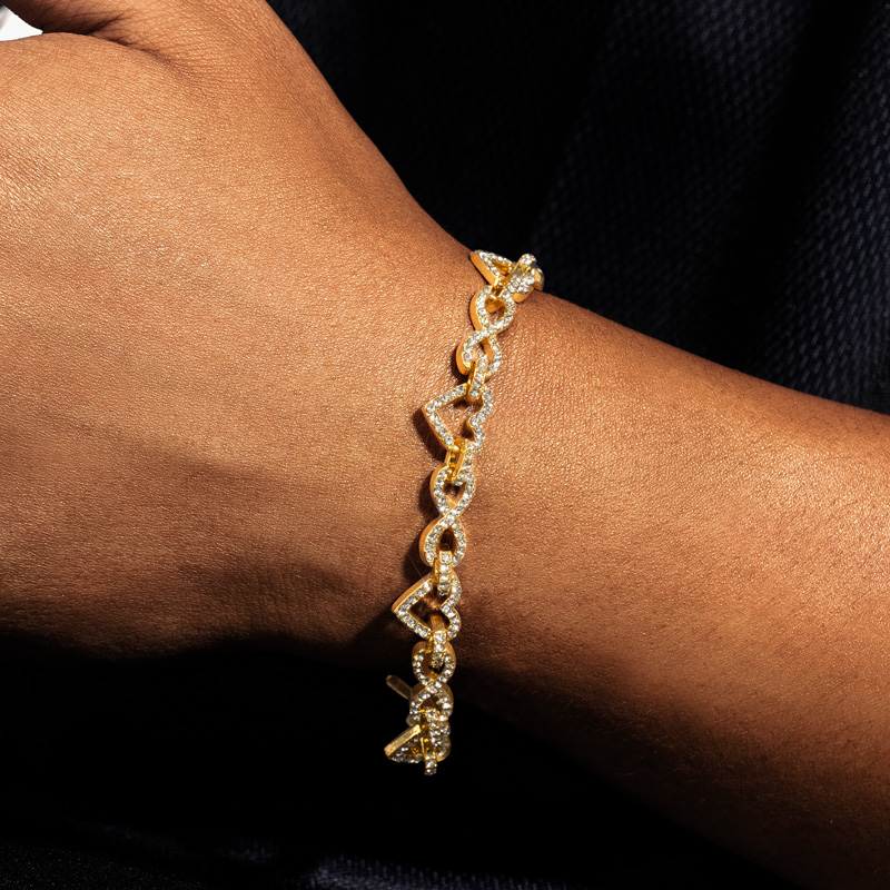 Iced Out Out Infinity Heart Bracelet Gold With Street Luxury Shine - Image 4