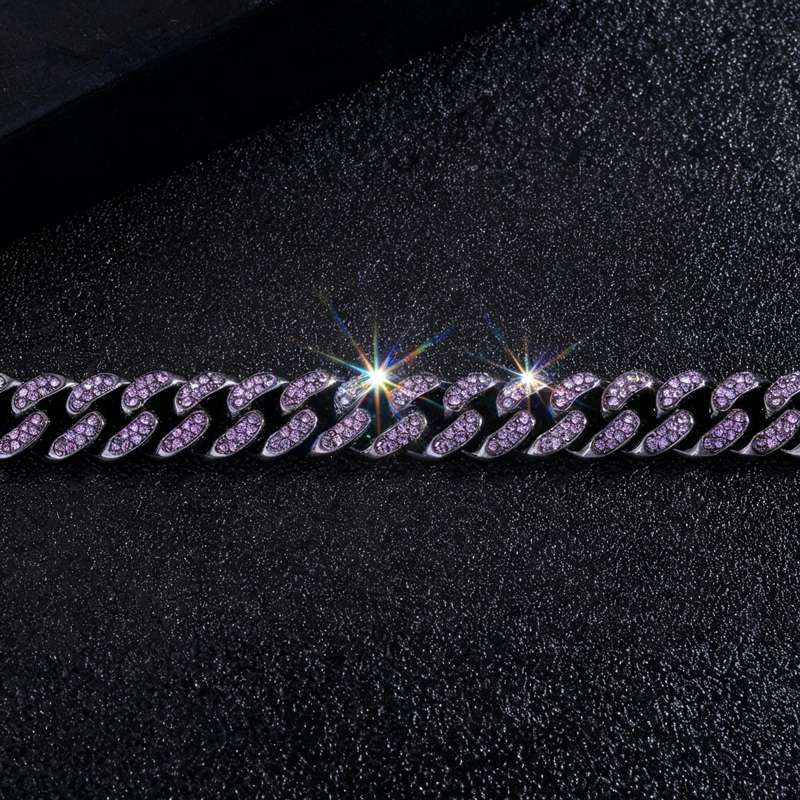 Iced Out Purple 13mm Miami Cuban Bracelet Gold With Street Luxury Shine - Image 5