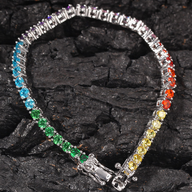 3.5mm Colored Iced Out Out Tennis Bracelet Gold With Street Luxury Shine - Image 3