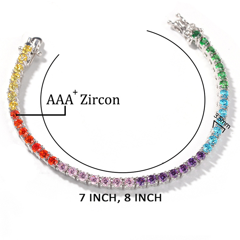 3.5mm Colored Iced Out Out Tennis Bracelet Gold With Street Luxury Shine - Image 5