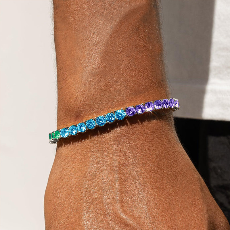 3.5mm Colored Iced Out Out Tennis Bracelet Gold With Street Luxury Shine