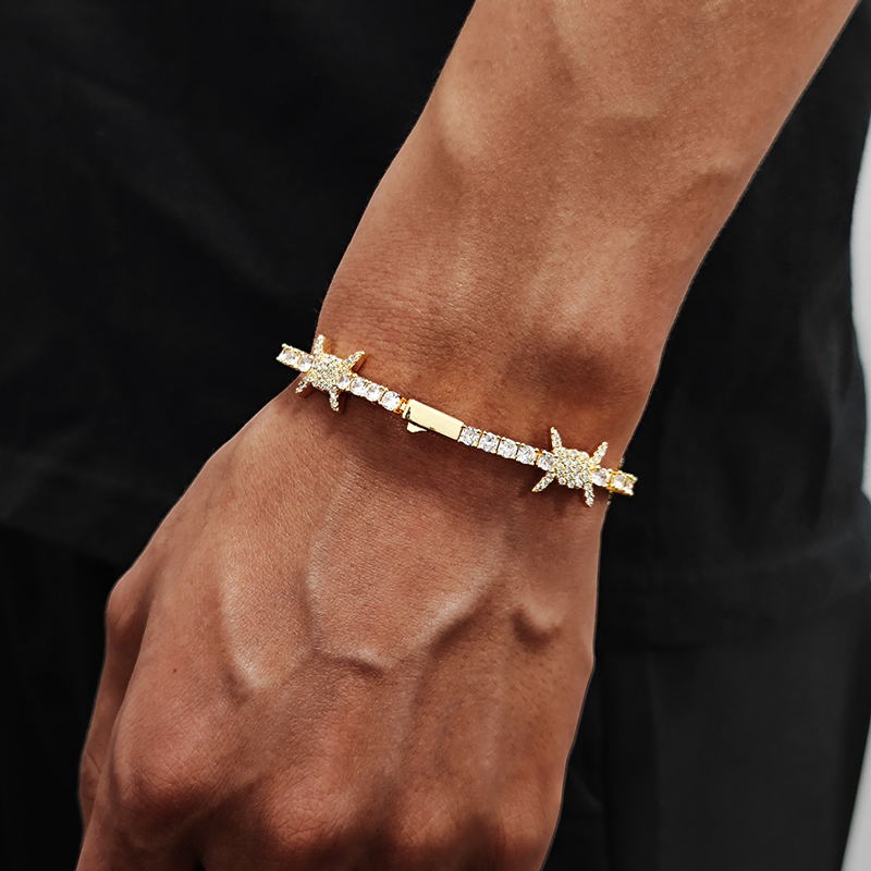 Iced Out Out Thorns Tennis Bracelet Gold With Street Luxury Shine