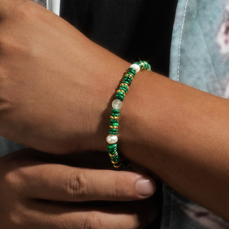 6mm Natural Stone Malachite Bracelet Silver With Street Luxury Shine - Image 3