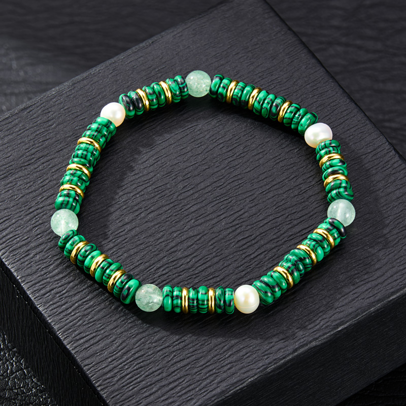 6mm Natural Stone Malachite Bracelet Silver With Street Luxury Shine - Image 5