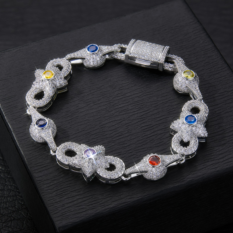 Iced Out Out 14mm Colored Evil Eye Infinity Star Amulet Bracelet Gold - Image 3