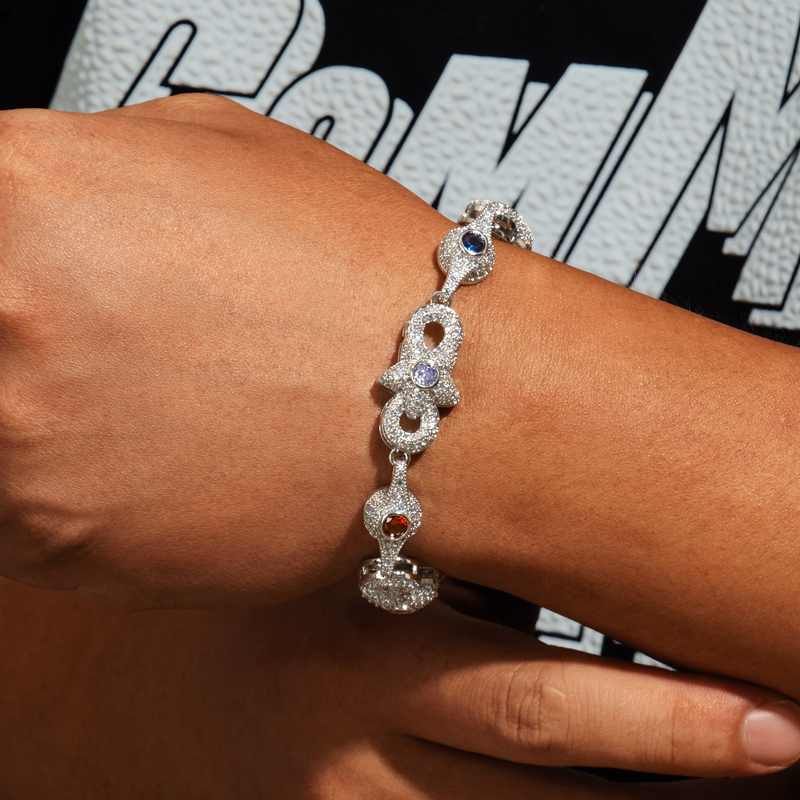 Iced Out Out 14mm Colored Evil Eye Infinity Star Amulet Bracelet Gold - Image 4