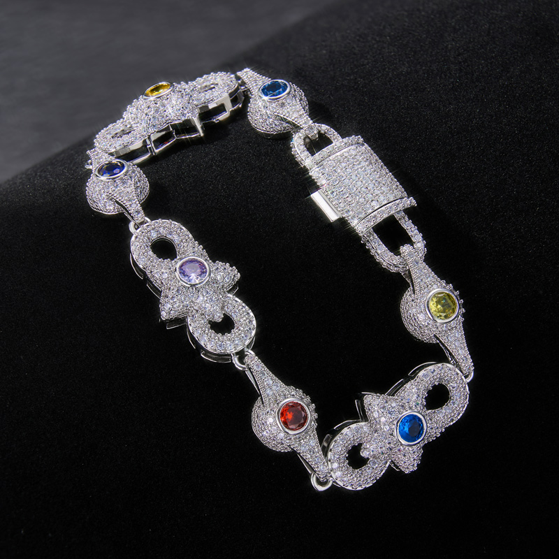 Iced Out Out 14mm Colored Evil Eye Infinity Star Amulet Bracelet Gold - Image 5