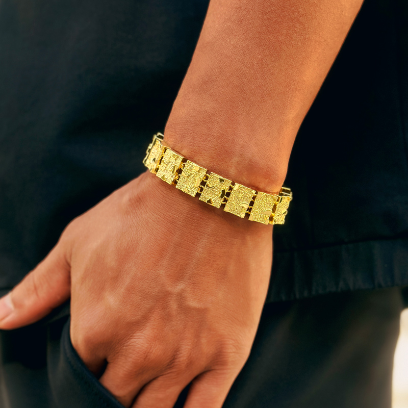 13mm Nugget Bracelet In Gold Gold With Bold Statement Appeal - Image 4
