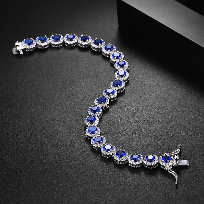 Iced Out Out Round Cut Sapphire/emerald Halo Bracelet Gold - Image 7