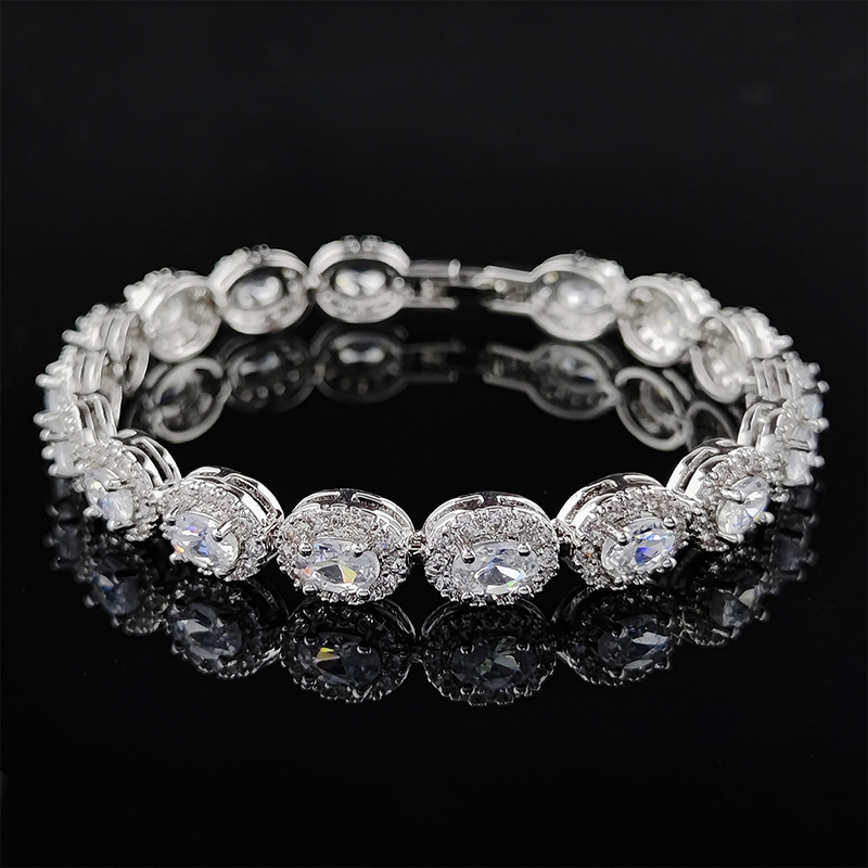 Iced Out Out Sapphire/emerald/ruby/white/black Oval Cut Halo Bracelet Gold - Image 3