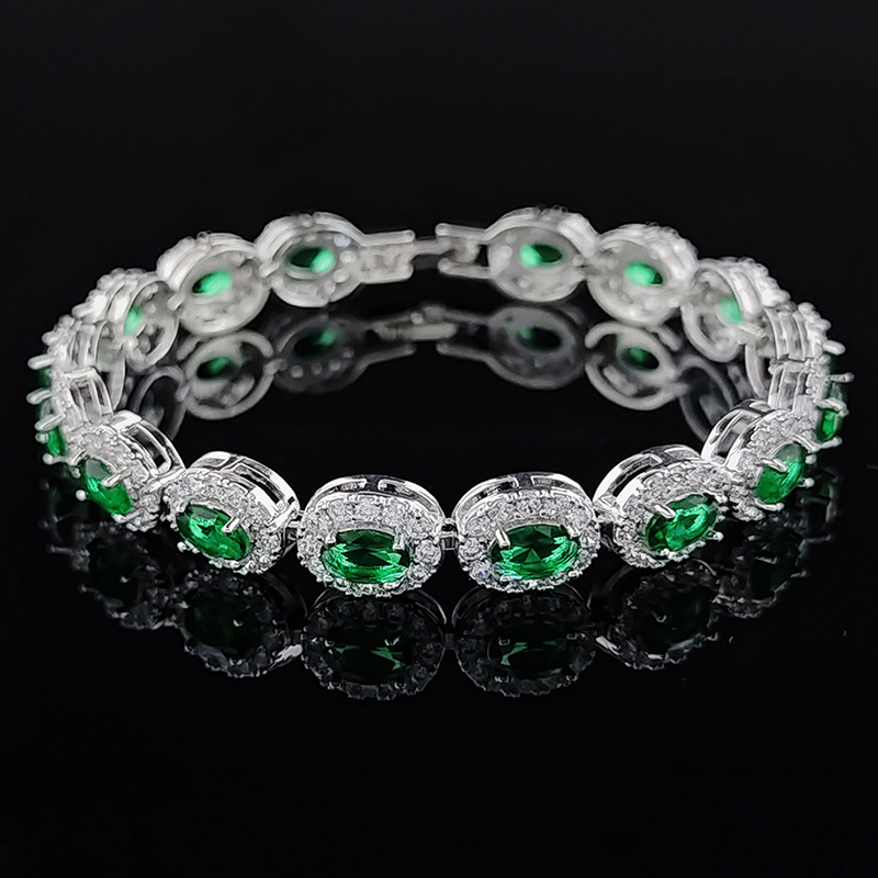 Iced Out Out Sapphire/emerald/ruby/white/black Oval Cut Halo Bracelet Gold - Image 7