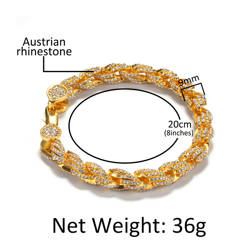 9mm Iced Out Out Rope Bracelet Gold With Street Luxury Shine - Image 8