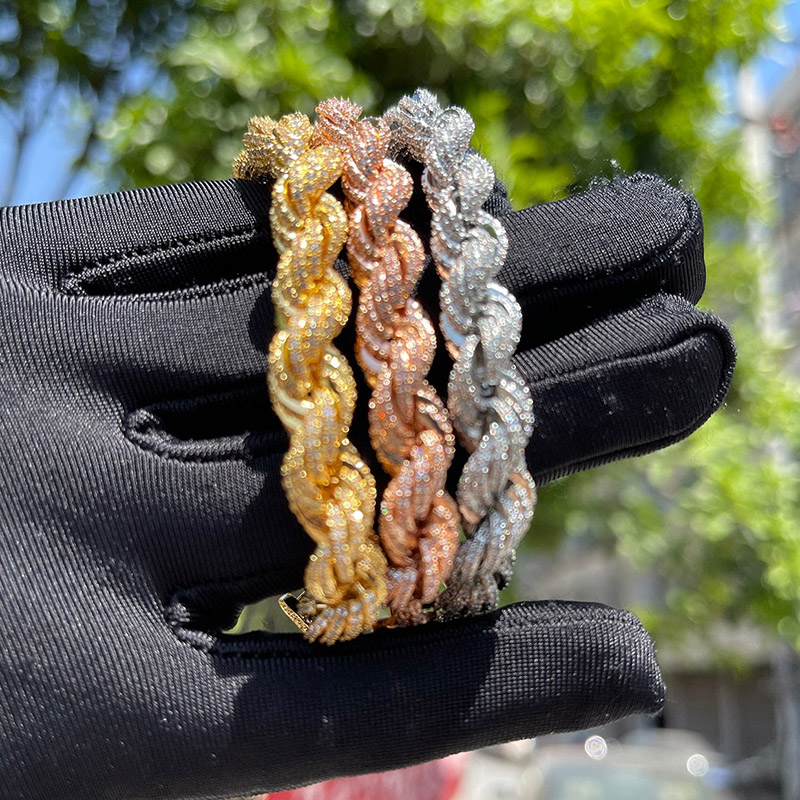 9mm Iced Out Out Rope Bracelet Gold With Street Luxury Shine