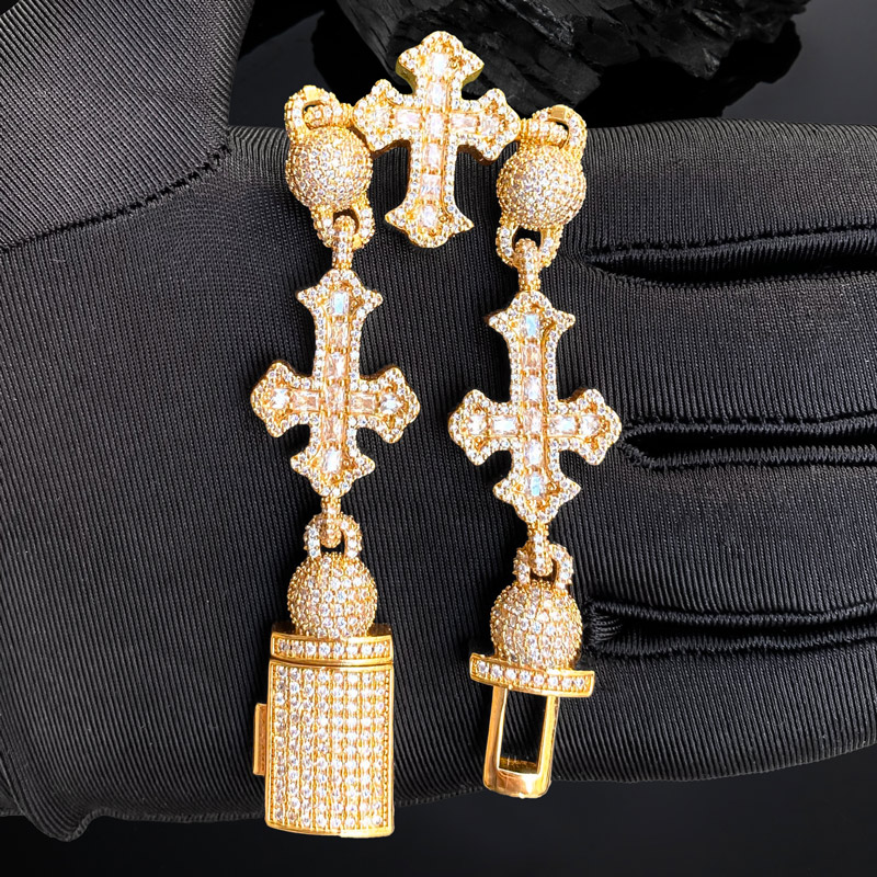 Iced Out Out Cross Bead Bracelet Gold With Street Luxury Shine - Image 4