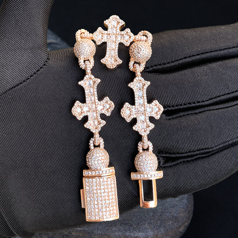 Iced Out Out Cross Bead Bracelet Gold With Street Luxury Shine - Image 5